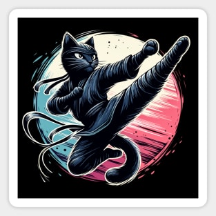 Ninja Cat Jump Kick Magnet